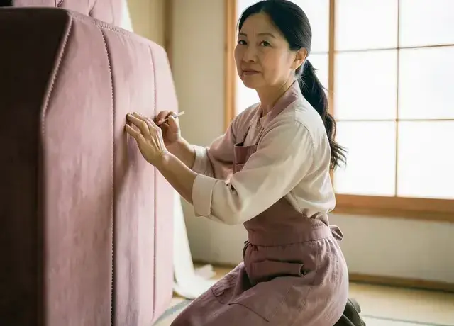 手仕事で仕立てるヘッドボード張り